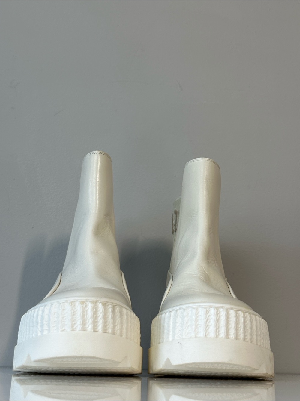 Puma Fenty by Rhianna Chelsea White Combat Boots Size 7 Punk - Picture 4 of 14